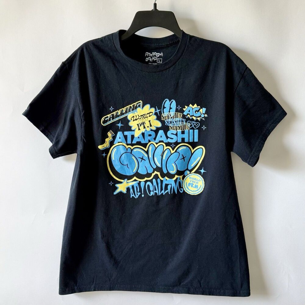 Atarashii Gakko! World Tour Mens T-Shirt Size L Black - AG! Calling 2024 Concert